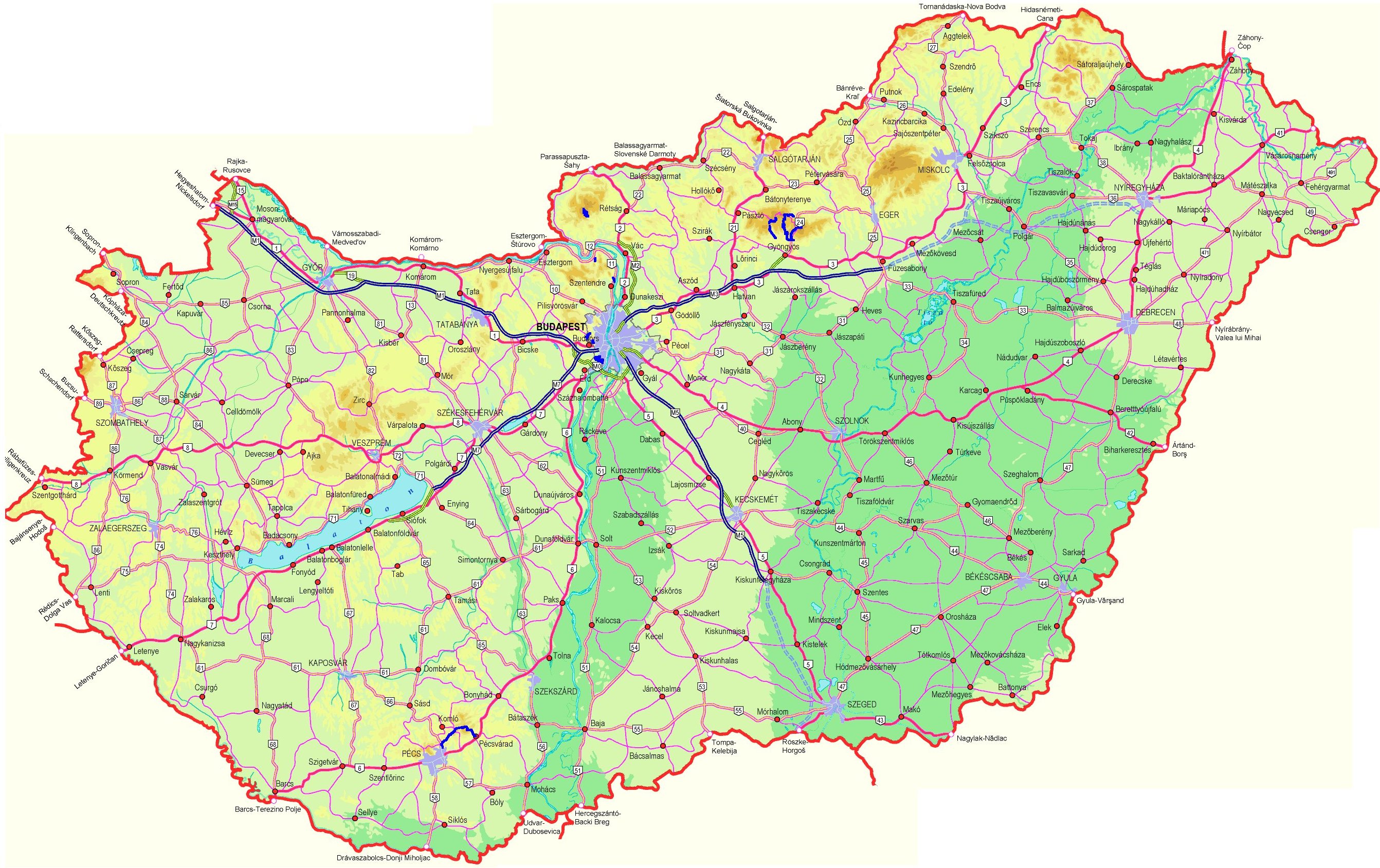 magyarország autós térkép Online térképek: Magyarország domborzati térkép 2., Mecsek magyarország autós térkép